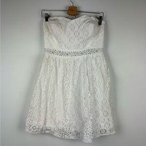 Lilly Pulitzer Brett Resort White Lace Strapless Dress, Size Large